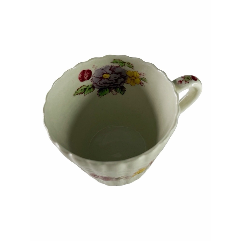Spode Copeland Rose Briar Tea Cup Saucer Set England Floral Basket Weave Rare - Picture 6 of 13